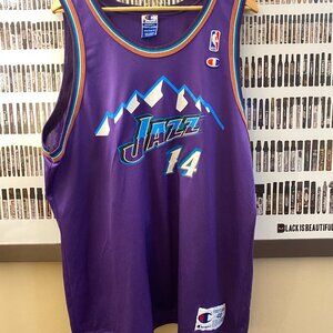 Champion - Utah Jazz Jeff Hornacek vintage jersey (1996) RARE 48 XL